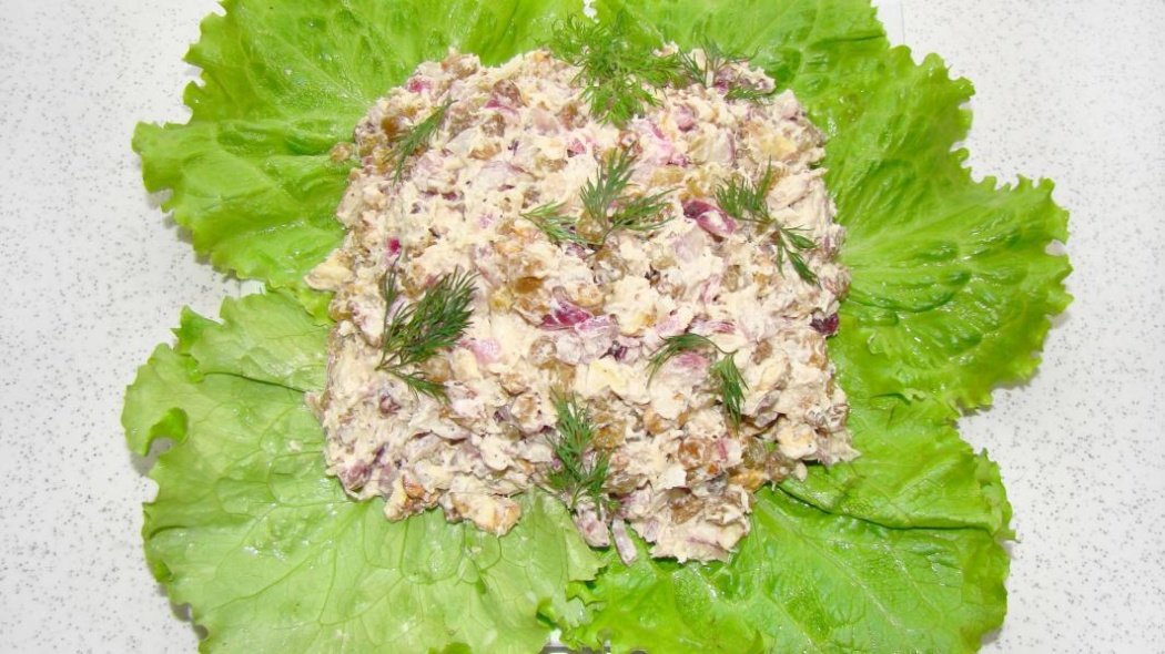 Маленькая фотография блюда по рецепту «Грибной салат с курицей»